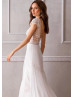 Cap Sleeve Ivory Lace Chiffon Boho Wedding Dress
